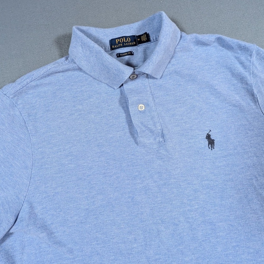 Polo Ralph Lauren Polo Shirt Mens Medium Blue Classic Fit Short Sleeve